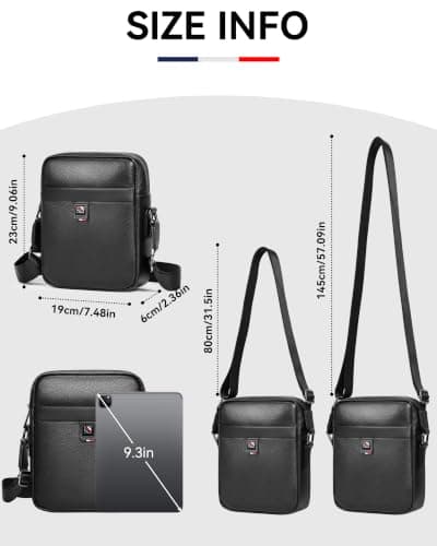 Leathario Mens Shoulder Bag, Genuine Leather Man Bags for Men — view 3