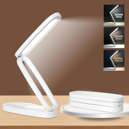 Overcomo Small LED Rechargeable Portable Foldable Cordless Desk Table Lamp