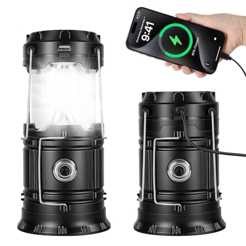 ABOHU Camping Lantern, Collapsible Camping Lantern Battery Powered, LED Solar Camping Lamp, Waterproof Portable Ultra Bright LED Lantern for Emergency, Hiking, Camping, Fishing, SOS, Outdoor