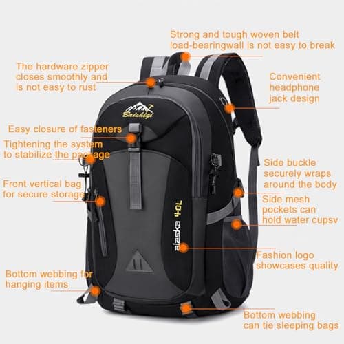 SGerste 40L Large Volume Multifunctional Backpack, Hiking Backpack for Men and Women, School/Trekking/Hiking/Camping/Travel/Fishing/Climbing/Mountaineering or Daily Use — view 3