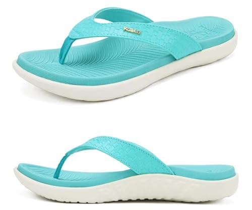 KuaiLu Flip Flops For Women Arch Support Yoga Mat Cushioned Thong Sandals