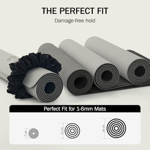 Slim Panda Yoga Mat Strap, 2-in-1 Yoga Mat Carrier & Hair Scrunchie, Premium Velvet Adjustable Carry Strap for 1-6mm Mats | Portable, Stylish, Durable & Elastic (Mat Not Included) — view 3