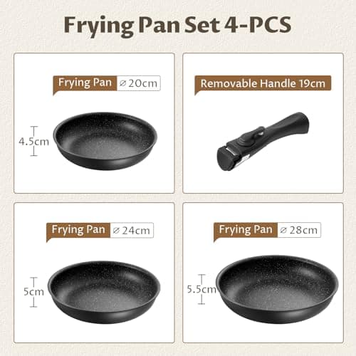 Fadware Non Stick Frying Pan Set with Detachable Handle - 20cm, 24cm, 28cm — view 2