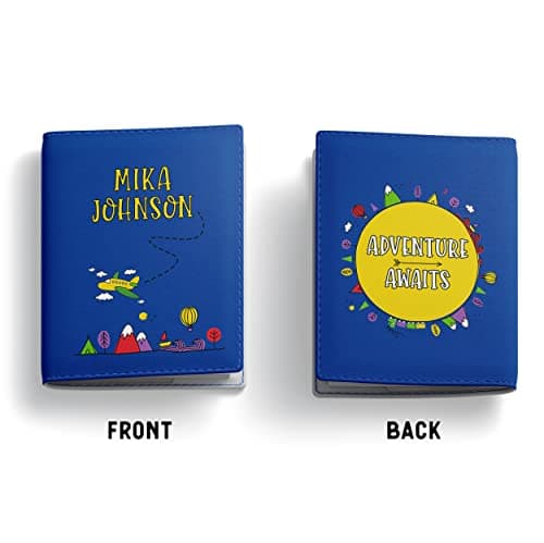 NOT JUST A PRINT My First Passport Cover Personalised - with Any Kids Name | Customised Fun UK Passport Holder | Toddler Children's 1st Passport Adventure Awaits Wallet (Superhero Brights) — view 2