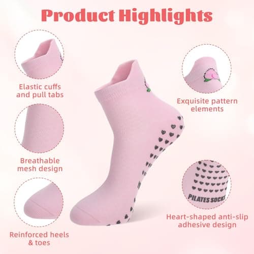 Zuimei 6 Pairs Pilates Yoga Socks for Women Non Slip Trainer Ankle Socks — view 3