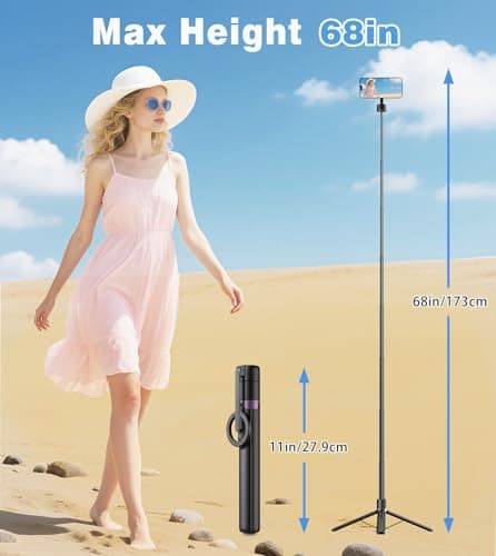 TONEOF 68" Magnetic Selfie Stick Phone Tripod, Phone Stand for Magsafe — view 6
