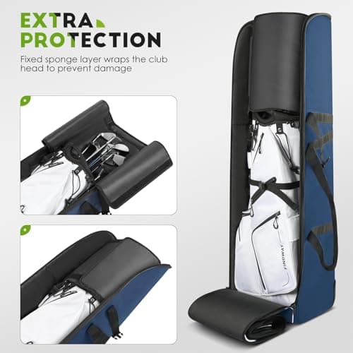 Findway Golf Travel Bag with Wheels, Waterproof, 900D Heavy-Duty Oxford, Premium Padded Flight Case with Removable Pad for Airline Club Protection (Blue) — view 6