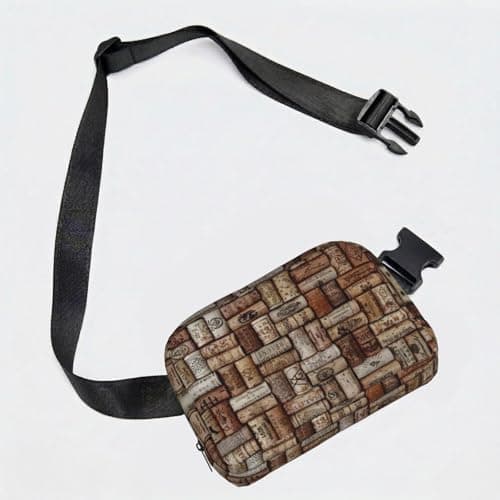 Wine Cork Print Waterproof Sling Bag with Large Opening Side Bag Durable Waist Pack for Running Cycling Travel — view 2