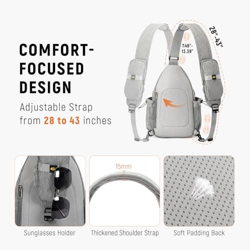 SKYSPER Sling Bag Anti-Theft Crossbody Bag RFID Travel Cross Body Shoulder Sling Backpack(Gray) — view 5