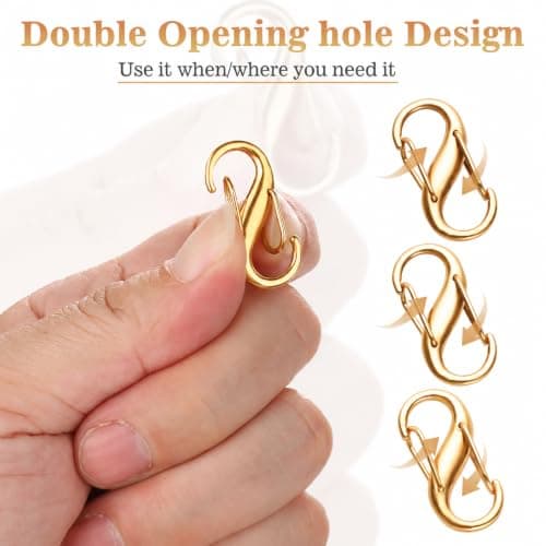 COMNICO Zipper Lock Clips, 9 PCS Alloy Double Opening Theft Deterrent Zipper Pull Replacement, Broken Zipper Fix Repair Slider Backpack Carabiner Clip (Gold) — view 3