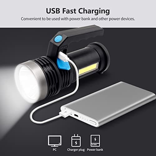 Lookka LED Torch USB Rechargeable, Super Bright Lantern Light with Handle and COB Work Light, 4 Modes Waterproof Searchlight for Camping, Hiking, Home,Farm,Hunting and More (a) — view 4