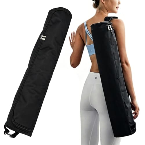 Ogetok Yoga Mat Bag, Full Zip Exercise Carrier Bag with Adjustable Strap, Waterproof Mat Carry Bag Strap for Gym Class Beach Park Travel for Women & Men (Black)