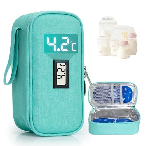 Leng Ke Breastmilk Cooler Bag - Breast Milk Cooler Travel Bag with Temperature Display, Insulated Breastmilk Cooler Bag for Travel, Breastmilk Storage Bag for Daycare Travel Nursing Mom (Green)