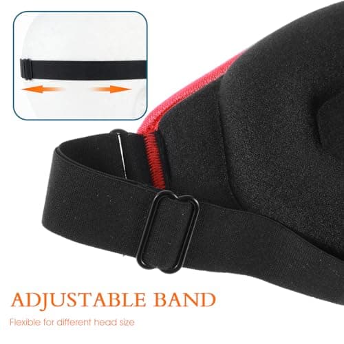 WLLHYF Silk Sleep Mask, 3D Stereo Deep Sleep Eye Mask Comfortable Adjustable Cute Block Out Light Eye Covers for Man and Woman All Night Sleep (Dark Red) — view 4