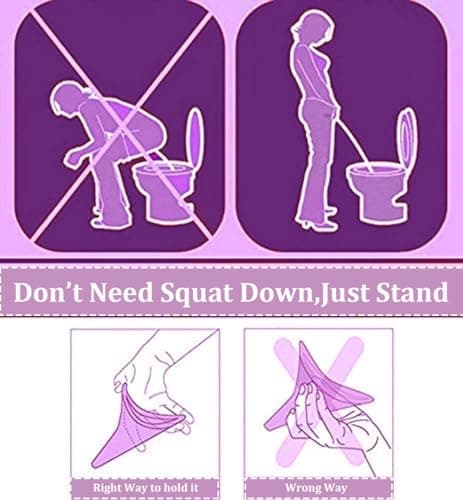 2Pack Female Urinal - Flexible, Reusable, Portable & Recyclable Rubber Female Urinal for Women Pee Funnel Allows Women to Pee Standing Up for Funnel, Outdoor, Activities, Camping - Purple — view 4