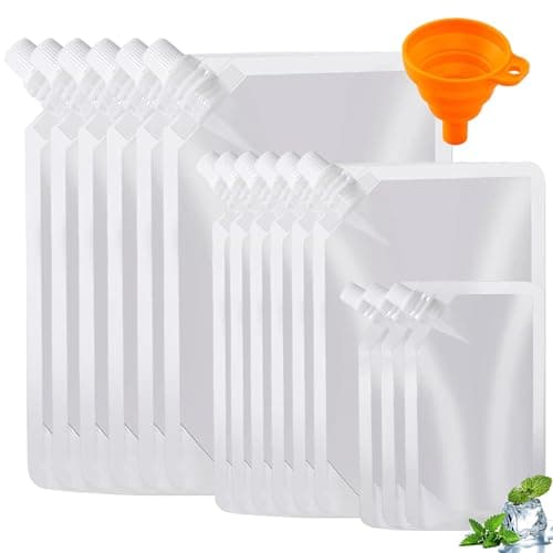 15pcs Reusable Clear Liquid Food Pouches 250/420/500ml Leak Proof Stand Up