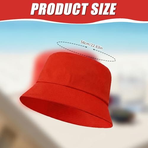 Geukmun Bucket Hat Unisex Cotton Sun Protection Summer Beach Outdoor Fishing Travel Hat UV Packable Red — view 2