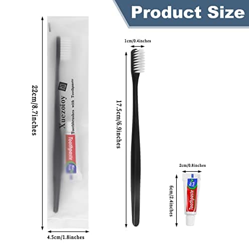 Hotel Toothbrush Set Pack of 30,Black Travel Toothbrush Set Individually Wrapped Disposable Toothbrushes with Toothpaste for Hotel,Homeless,Charity,Nursing Home — view 4