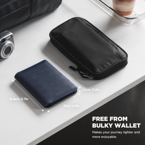 VULKIT Leather Passport Holder RFID Blocking Compact Passport Wallet — view 4