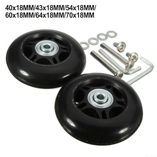 2pcs Replacement Wheels for Luggage Suitcase Repair Kit Rubber Rollers with Double Bearings (43mm*18mm) — view 3