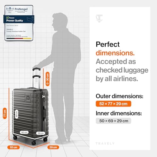 Polycarbonate XL Suitcase Large 77cm - 158cm Linear Dimensions - 20kg Suitcase Including TSA Lock, Hard Shell, Travel Case — view 4