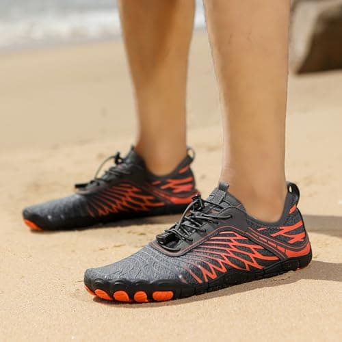 Barefoot Shoes Mens Womens Wide Toe Water Shoes Trail Running Trainers Lightweight Workout Shoes for Hiking Fitness Walking Unisex,Black Orange 9UK — view 2