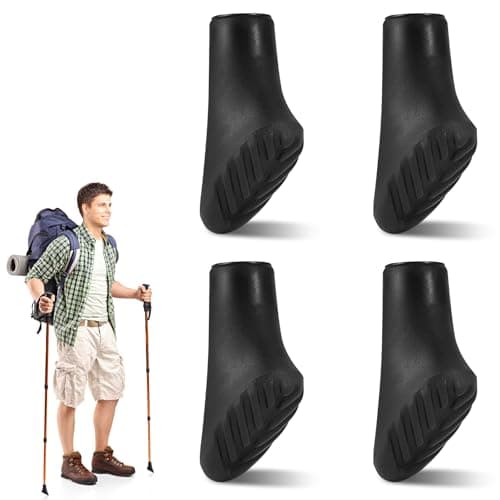 Nordic Walking Poles Rubber Steps, Pack of 4 Walking Poles, Rubber Buffers, Nordic Walking Pads, Asphalt, Quick Nordics Walking Pads, Buffer for Trekking, Asphalt, Gravel Mountains with Diameter