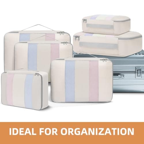 BAGAIL 6 Set Packing Cubes Various Sizes Packing Organizer for Travel Accessories Luggage Carry On Suitcase - Beige — view 6