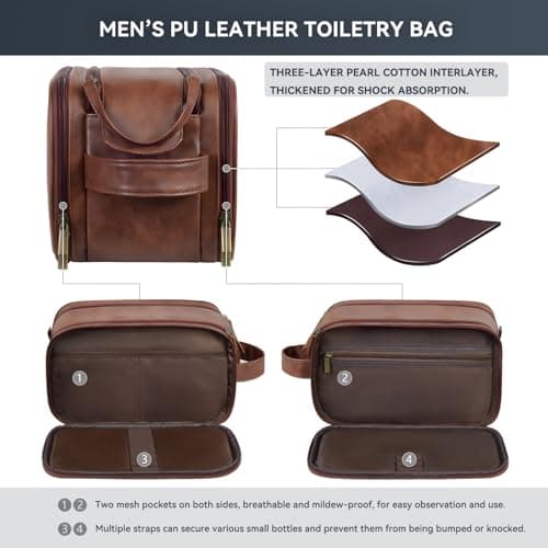 Travel Toiletry Bag for Men,Shaving Dopp Kit,Large Toiletries Organizer Bag — view 3