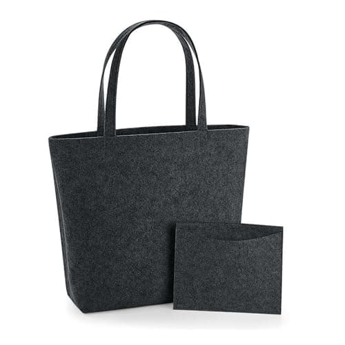 BagBase Felt Shopper Bag (One Size) (Charcoal Melange)