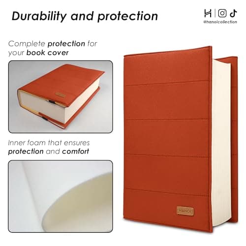 HANOI Collection® Adjustable™ Padded Book Sleeve, Book Protector, Padded Book Cover for Hard Covers and paperbacks. (Orange, Small) — view 3