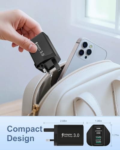 USB C Plug, 40W 4-Port Multi USBC Plugs Fast Charge UK Dual PD Power Adapter +QC Multiport Wall Charger Head Mains Type C Fast Charging Plug for iPhone 17 16 15 14 13 12 11 Pro Max Plus, Samsung, iPad — view 5