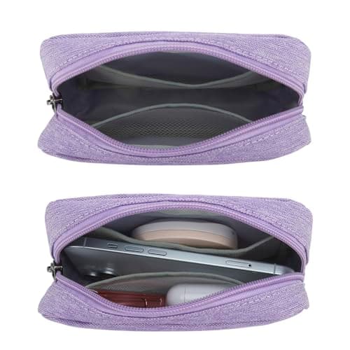 DOB SECHS Waterproof Canvas Mini Travel Makeup Carrying Case Wash Bags Cosmetic Bag Portable Electronics Accessories Organizer Wash Gym Shaving Bag, Purple — view 5