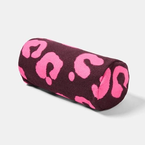 OHS Leopard Print Inflatable Pillow, Bolster Cushion Lightweight Compact Sun Lounger Cushion with Microfibre Cover Back Support Outdoor Cushions Travel Poolside Beach Accessories, Burgundy/Hot Pink — view 5