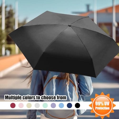 FANSEZQ Sun Umbrella, Mini Travel Umbrella With Case Small Compact Protection Sun Lightweight Tiny Pocket Umbrella — view 4
