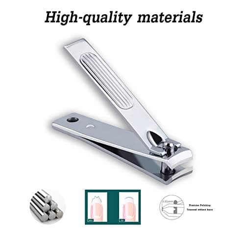 6 Pcs Nail Clipper Set, Stainless Steel Fingernail & Toenail Clippers with Beige PU Leather Case, Ergonomic Sharp Manicure Grooming Kit, Portable Nail Care Gift for Home Travel Men Women — view 3