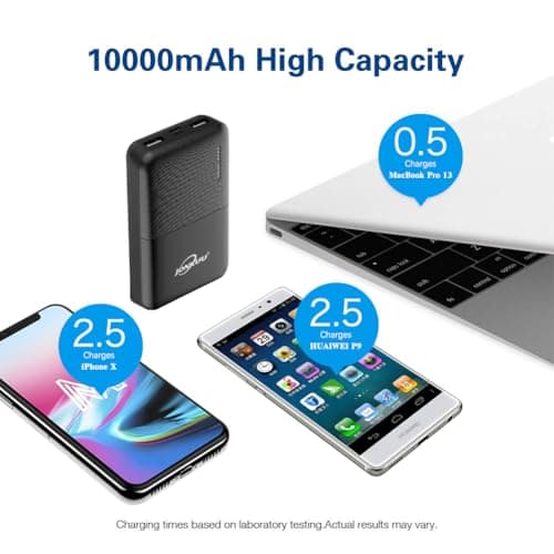 YOBON Compact 10000mAh 2-Port Ultra-Portable Phone Charger Power Bank with USB Type C, Mini External Battery Pack for iPhone X / 8/7 / 6s / 6 Plus, iPad, Smartphone, Huawei, Samsung Galaxy and More — view 3