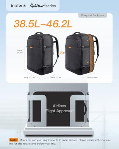 Inateck 38.5-46.2L Expandable Travel Business Backpack — view 2