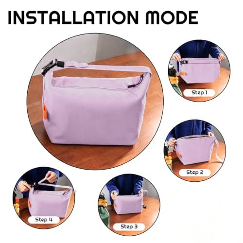 YUDANSI Insulated Lunch Bag with Thick Foil, Leakproof Thermal Lunch Tote for Work School Picnic, Large Capacity Cooler Bag with Adjustable Shoulder Strap for Men Women Adults Kids (Purple) — view 4