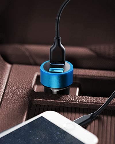 PUFFER Car Charger, Compact Dual USB 24W Fast Charging Compatible Adapter with Blue LED, for iPhone 15/14/13/12/XR/XS, iPad, Samsung Galaxy, LG – 12V Cigarette Lighter Socket — view 5