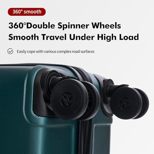 Rocklands® Cabin Suitcase 55x40x20cm Hard Shell TSA Lock, 4 Spinner Wheels, Lightweight Hand Luggage Small Travel Bag, Approved for 100+ Airlines Including Ryanair, EasyJet (Green, Cabin (20 Inch)) — view 4