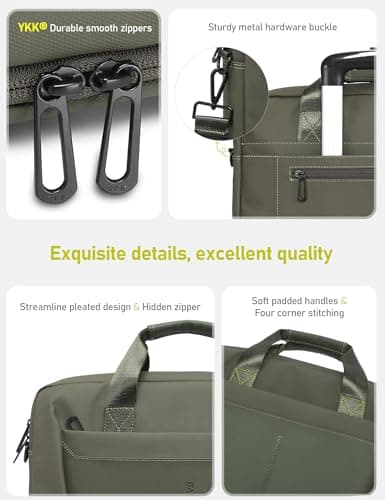 GAOCHY 15-16 Inch Laptop Shoulder Bag Business Briefcase Water Resistant Computer Messenger Bags Compatible with MacBook Pro 16, MacBook Air 15 M4 2025, 15.6 Inch Aspire, Vivobook, Inspiron, Green — view 6