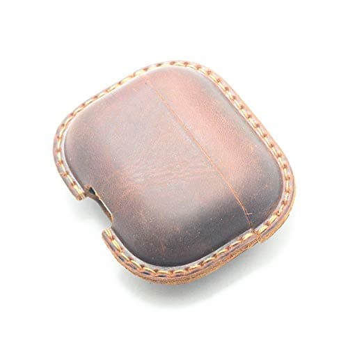 JJNUSA Genuine Leather Distressed for AirPods Pro Wireless Charging Case Leather Protective Case Cover Earbud Case