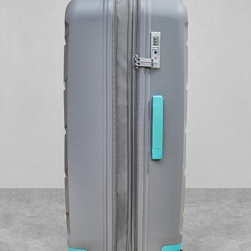 Rock Tulum Medium 63/71L Expandable Hard Shell Suitcase - Grey/Aqua — view 5