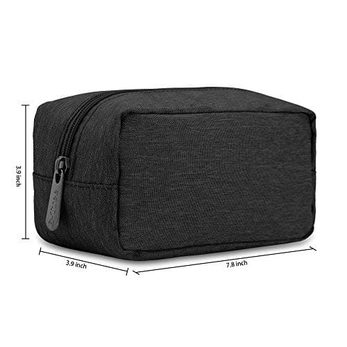DOB SECHS Waterproof Canvas Mini Travel Makeup Carrying Case Toiletry Wash Bags Cosmetic Bag Portable Electronics Accessories Organizer Gym Shaving Bag (Black) — view 4