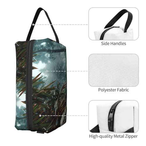 Travel Toiletry Bag Large for Daily Use, Durable Portable Organizer with Winter Bamboo Forest Print Design — view 3