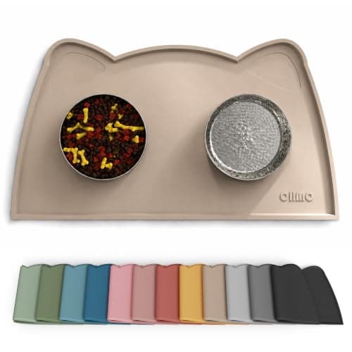 OHMO Silicone Cat Food Mat for Food&Water Bowls, 46x25cm, Beige