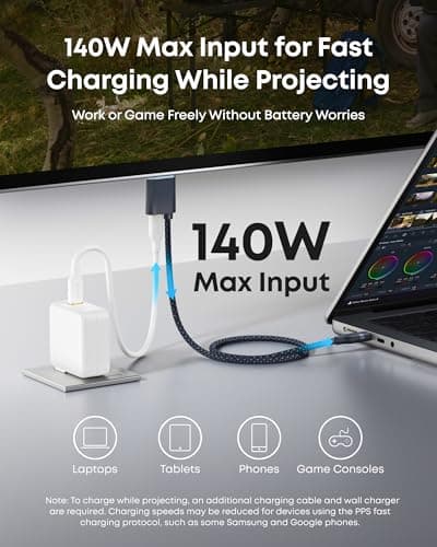 Anker Nano USB C to HDMI Cable Adapter with 140W PD Fast Charging Port, 4K@60Hz HDMI to USB C Cord, Sustainable with Advanced Shielding, Thunderbolt 5/4/3 Compatible, for MacBook, iPhone, HD TV (6 FT) — view 5