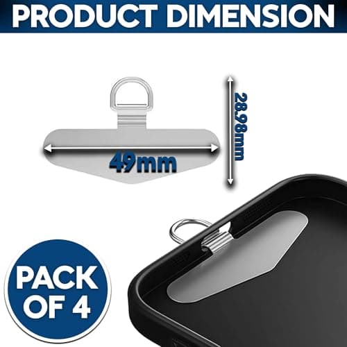 ARIATI 4 Pack Phone Tether Tabs – Universal Lanyard Patch Connector for Smartphones – Stainless Steel Phone Strap Pad – Durable Phone Lanyard Adapter for Case & Mobile Accessories — view 2