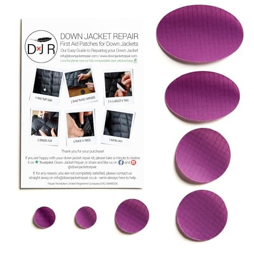 Self‑Adhesive Ripstop Nylon Repair Patch Kit – 30‑Second Fix for Tents, Jackets, Sleeping Bags, Backpacks & Beach Gear – Festival, Camping & Vanlife Essential – 7 Pre‑Cut Patches (Dark Purple) — view 2